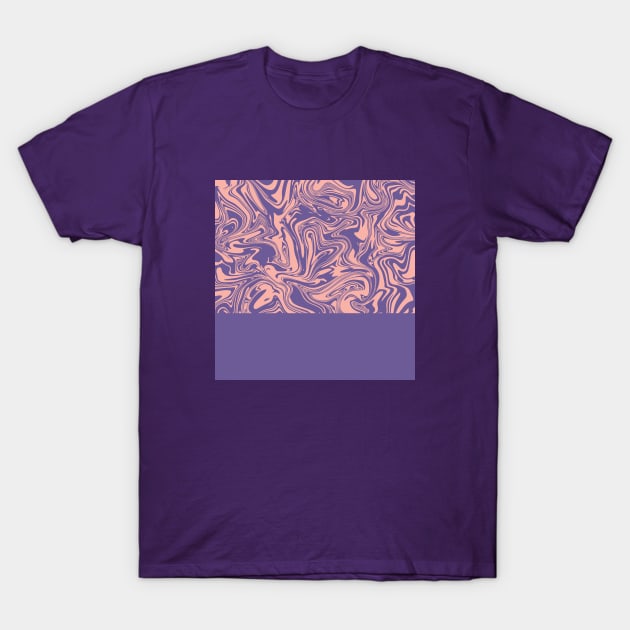 Liquid Swirl - Peach Bud and Ultra Violet T-Shirt by PrintablesPassions